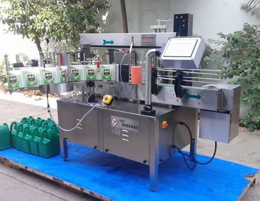 Bhagwati Automatic Vertical Sticker Labeling Machine Bsl-120b - Stainless Steel, 1950x1020x1400 Mm Dimensions | 150 Labels Per Minute, Plc Control, Smart Automatic Label Length Detection