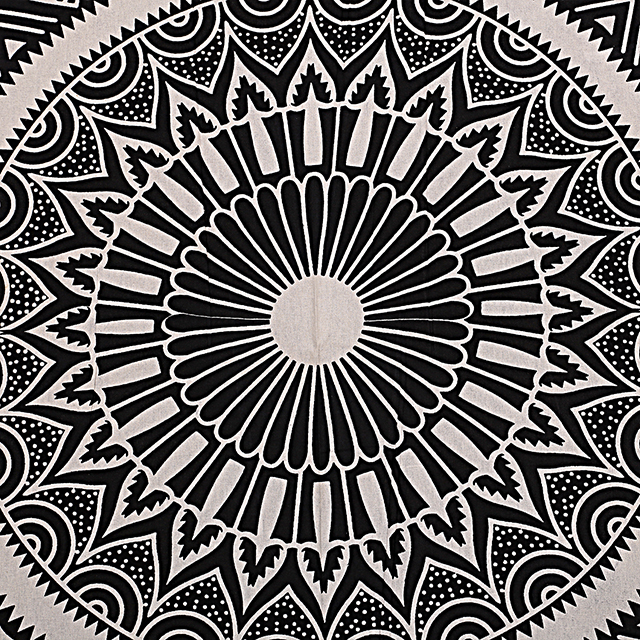 Black And White Indian Cotton Deepak Ombre Mandala Hand Printed Handmade Wall Hangings Bedspread Bed Sheet Tapestry