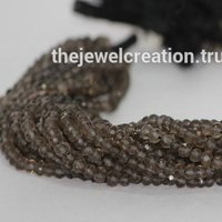 ग्रे नेचुरल स्मोकी क्वार्ट्ज फेसेटेड रोंडेल बीड्स जयपुर