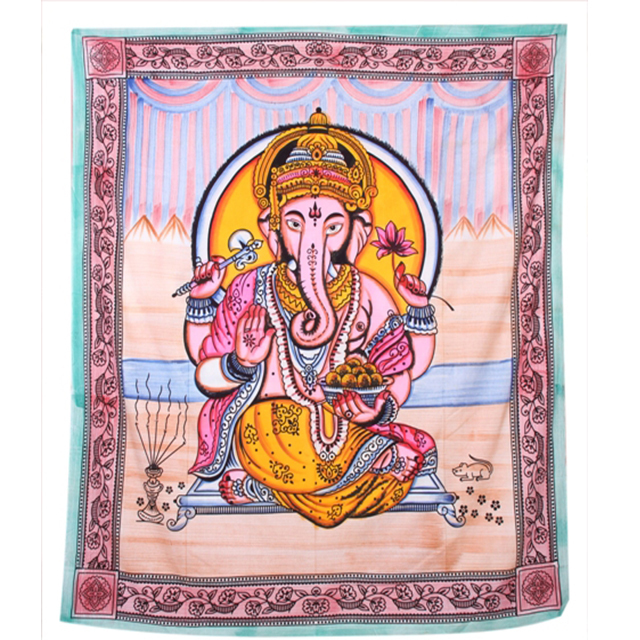 Multi Color Lord Ganesha Indian Traditional Religious 100% Cotton Printed Wall Hangings Wall Home Decor Tapestry