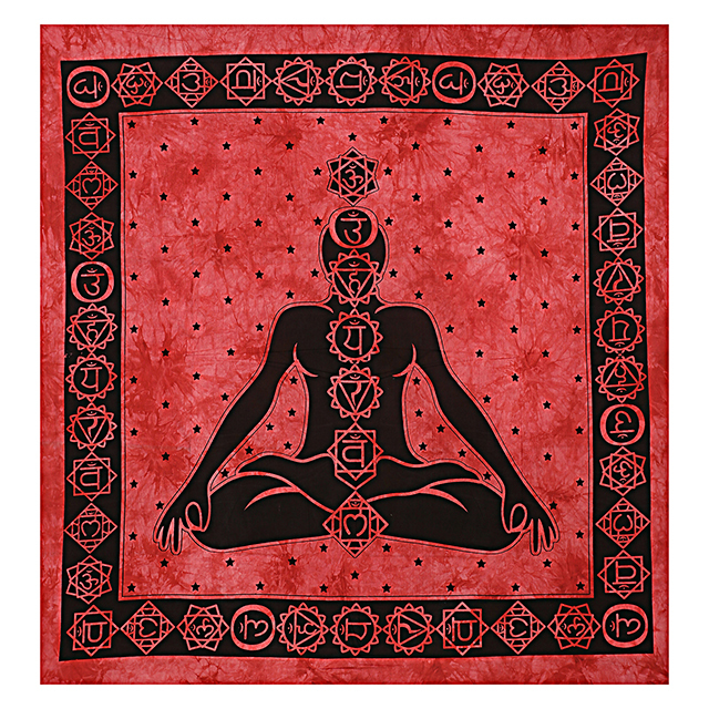Buddha Tie Dye Bedspread - 100% Cotton, 84x94 Inches | Purple And Pink Color, Versatile Usage For Bedsheet, Wall Hangings, And Beachside Mat