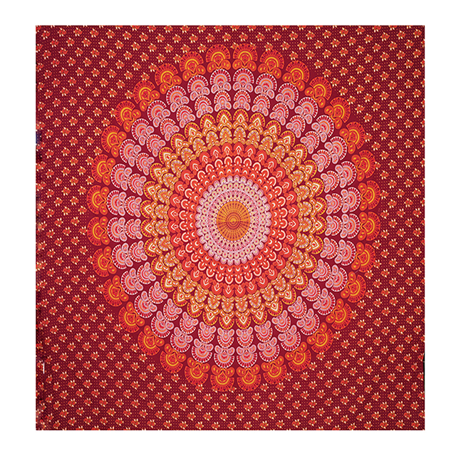 Mandala Bedspread - 100% Cotton, 84x94 Inches | Quick Dry, Red & Orange Design, Versatile Usage As Bedspread, Wall Hanging, Table Mat, Beachside Mat