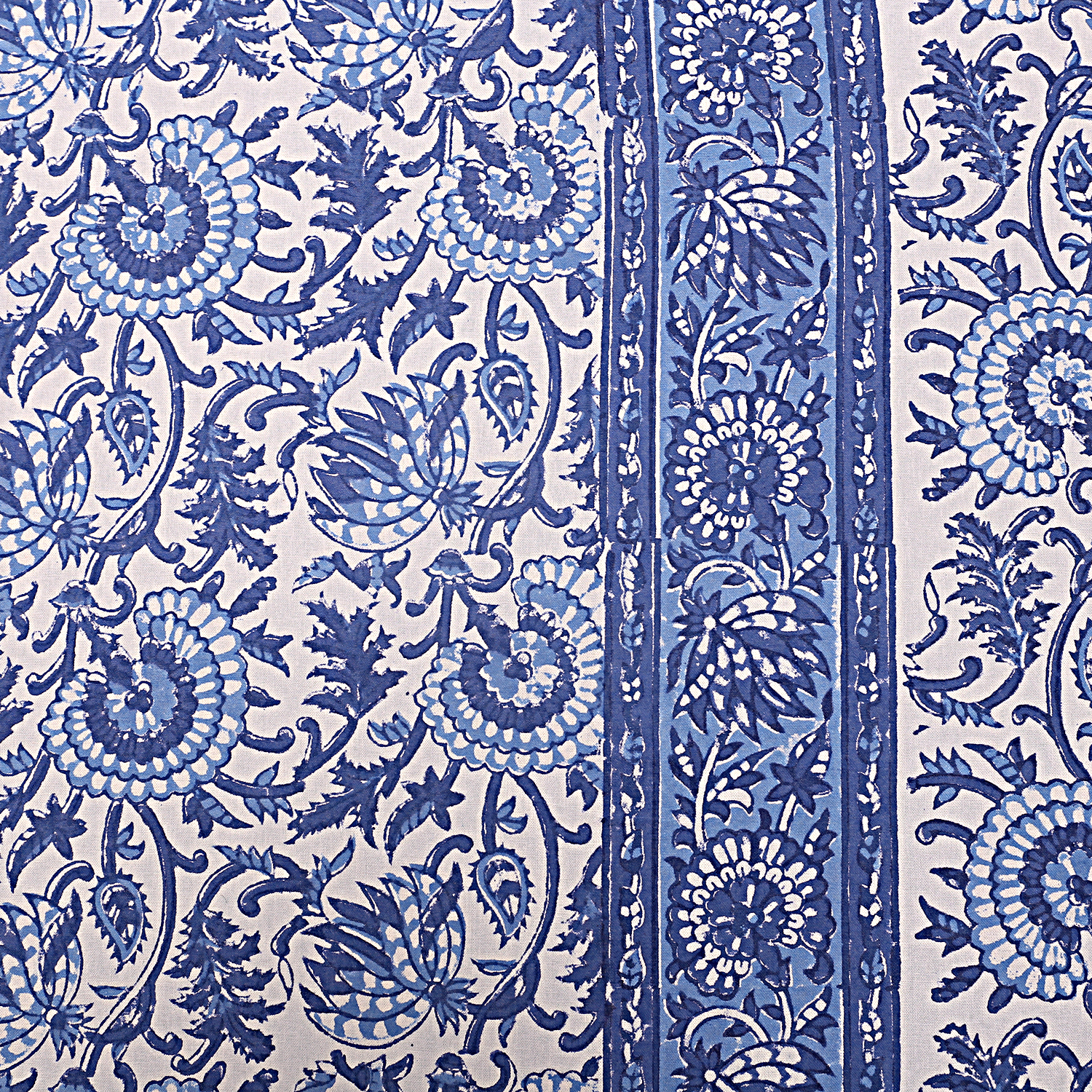 Indigo Blue + Peach Royal Fashion Indian Printed Jaipuri 100% Cotton Flower Design King Size, Printed Bedsheet Tapestry