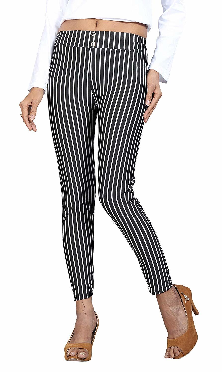 Ladies Jegging - Spandex, Size M/l/xl, Black/grey | Breathable, Quick Dry, Washable, Striped Pattern, Formal Dress Type, Plain Dyed