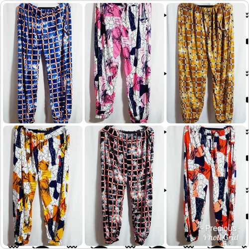 Ladies Harem Pants - Rayon Material, Size M/L/XL | Floral & Striped Golden/Silver Print, Trendy Design for All Seasons