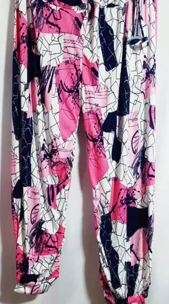 Ladies Harem Pants - Rayon Material, Size M/l/xl | Floral & Striped Golden/silver Print, Trendy Design For All Seasons