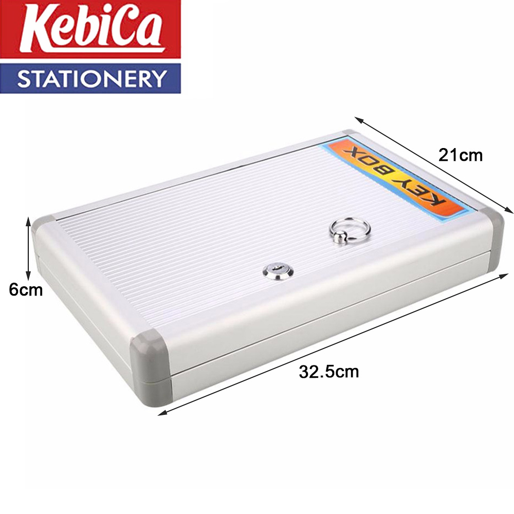 Steel Kebica 24 Key Metal Cabinet Security Box With Lock, Silver, Wall Mount