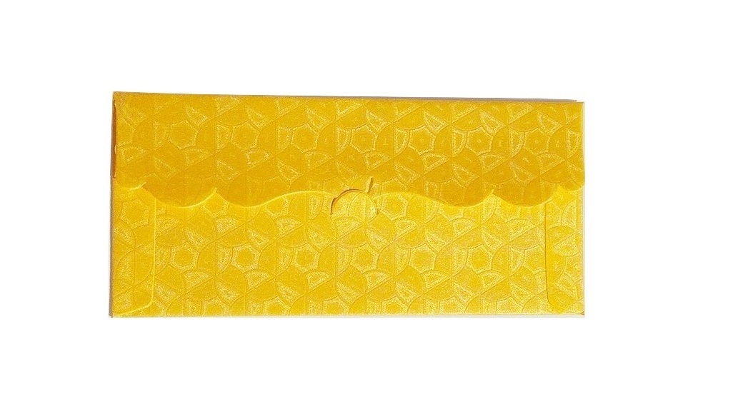 Parvenu Decent Kerry Shagun Yellow Color Envelope - Handmade Paper, Rectangular Shape, Box Of 100 Pieces | Perfect For Gifts, Money, Weddings, And Auspicious Occasions