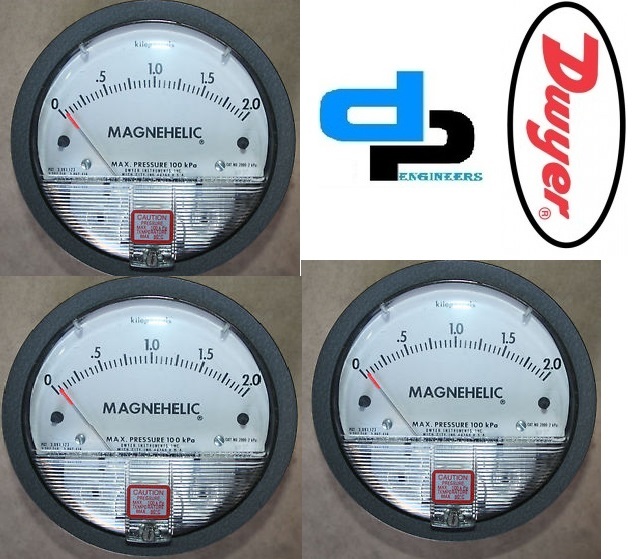Dwyer Magnehelic Differential Pressure Gauge Model 2000-2kpa Measure Pressure Of: Gas