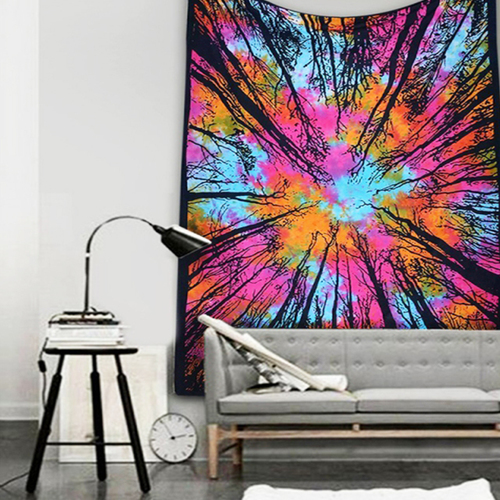 मंडला जीवन का वृक्ष मल्टी कलर भारतीय कपास टाई और डाई वॉल हैंगिंग्स बेडशीट बेडस्प्रेड होम डेकोर टेपेस्ट्री