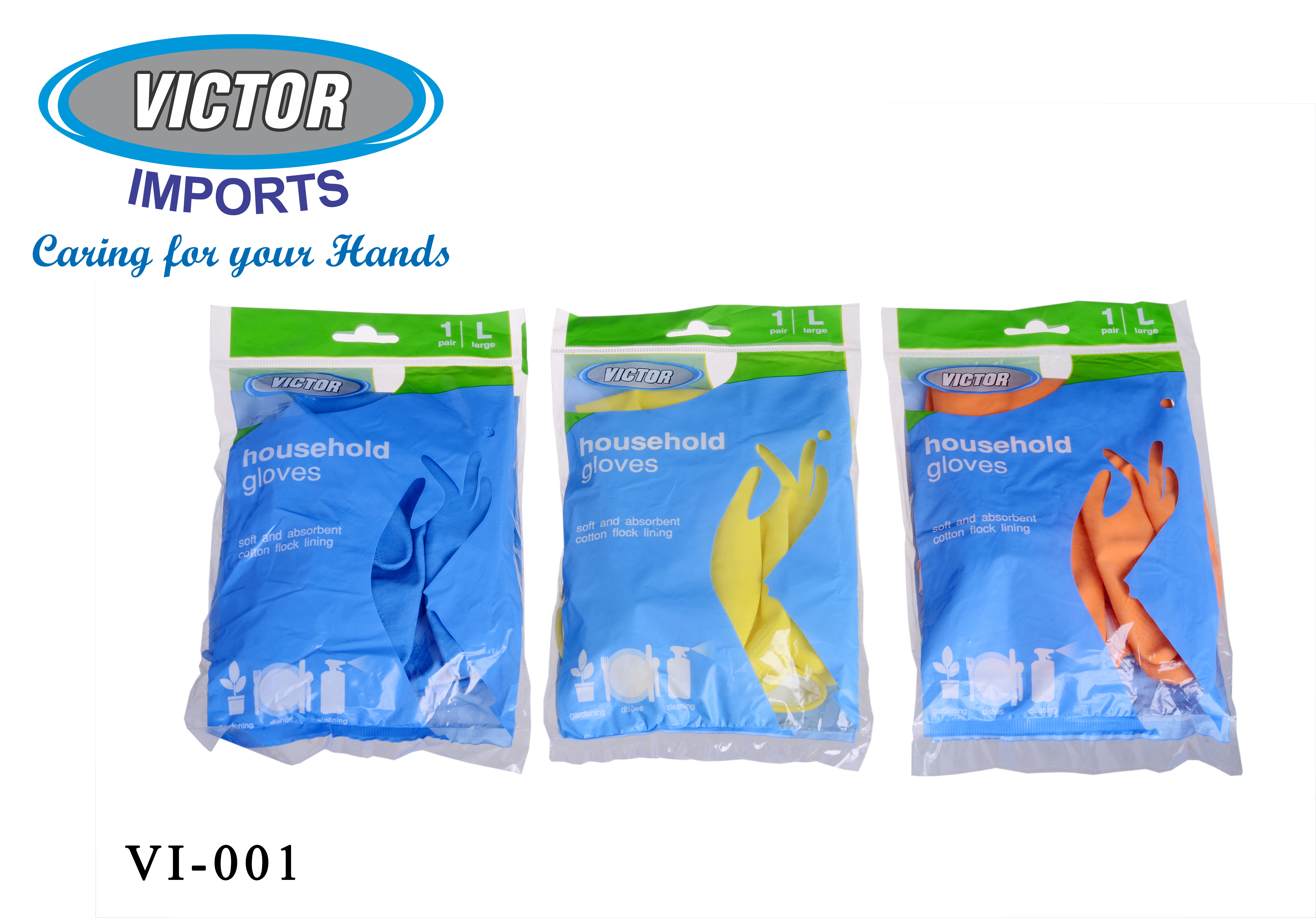 Flock Lined Rubber Hand Gloves - Latex Material, Medium & Large Sizes, Available In Blue, Yellow, Orange | Anti-bacterial, Waterproof, Comfort Fit For Household & Hospital Use
