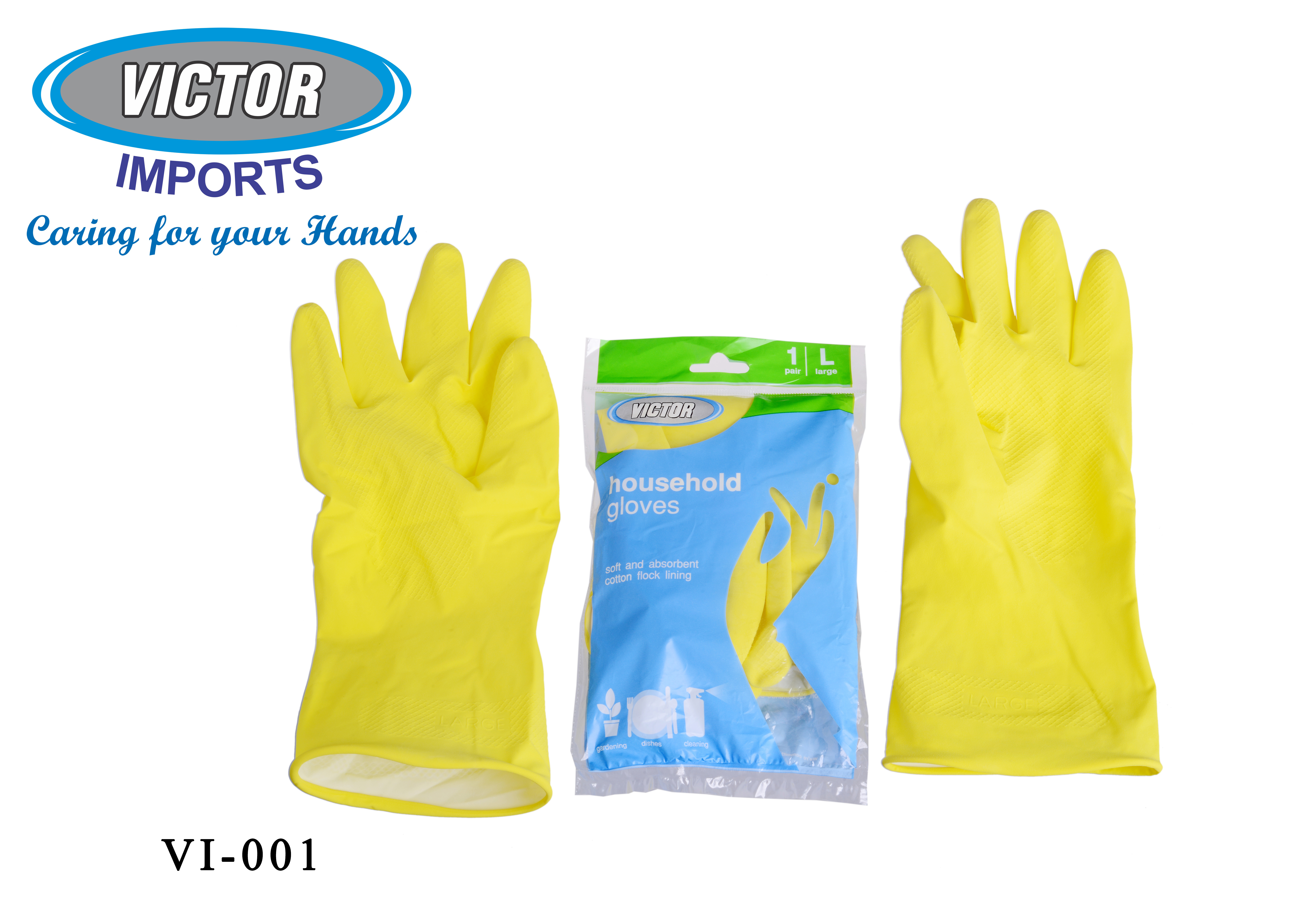 Flock Lined Rubber Hand Gloves - Latex Material, Medium & Large Sizes, Available In Blue, Yellow, Orange | Anti-bacterial, Waterproof, Comfort Fit For Household & Hospital Use