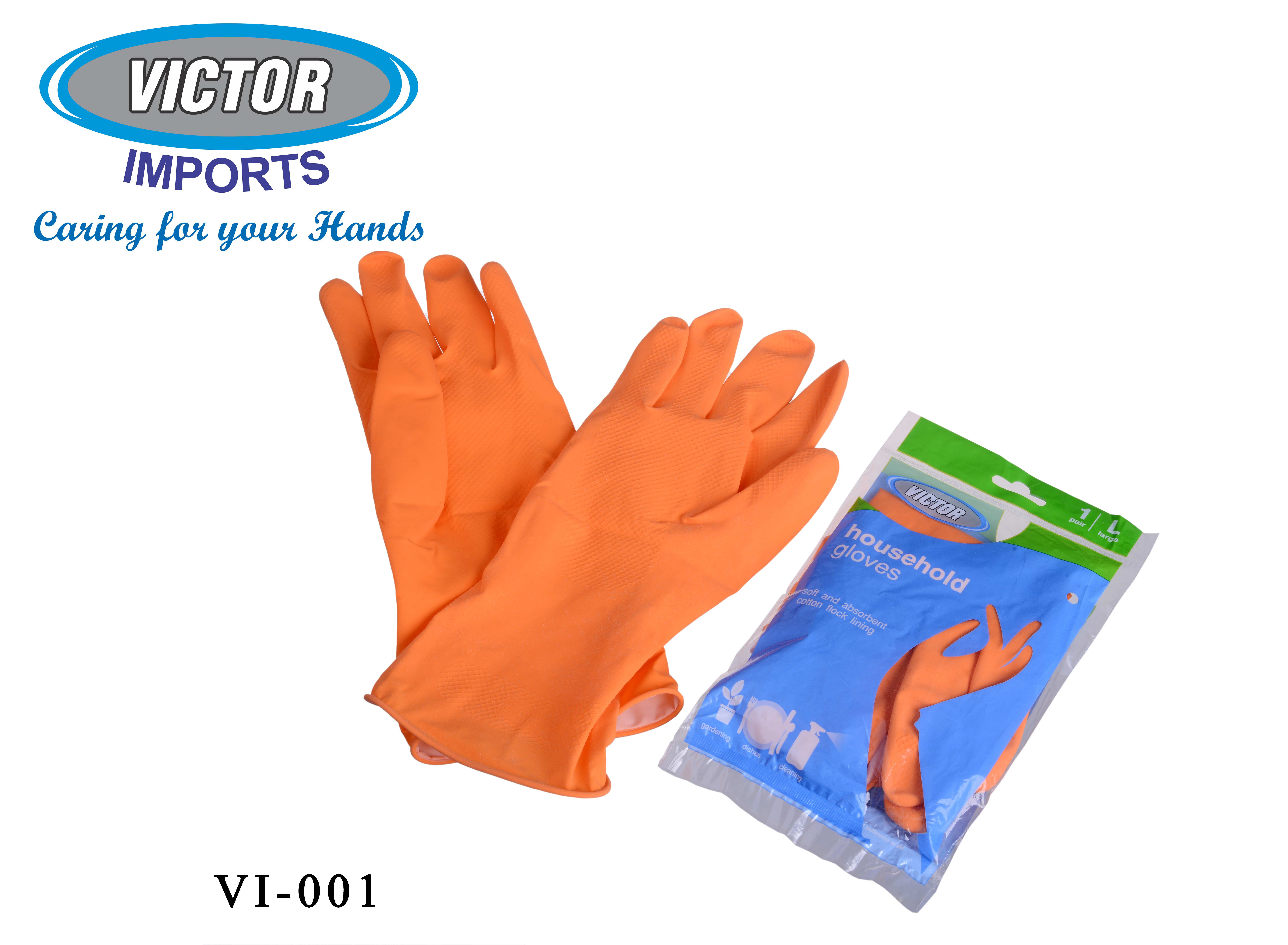 Flock Lined Rubber Hand Gloves - Latex Material, Medium & Large Sizes, Available In Blue, Yellow, Orange | Anti-bacterial, Waterproof, Comfort Fit For Household & Hospital Use