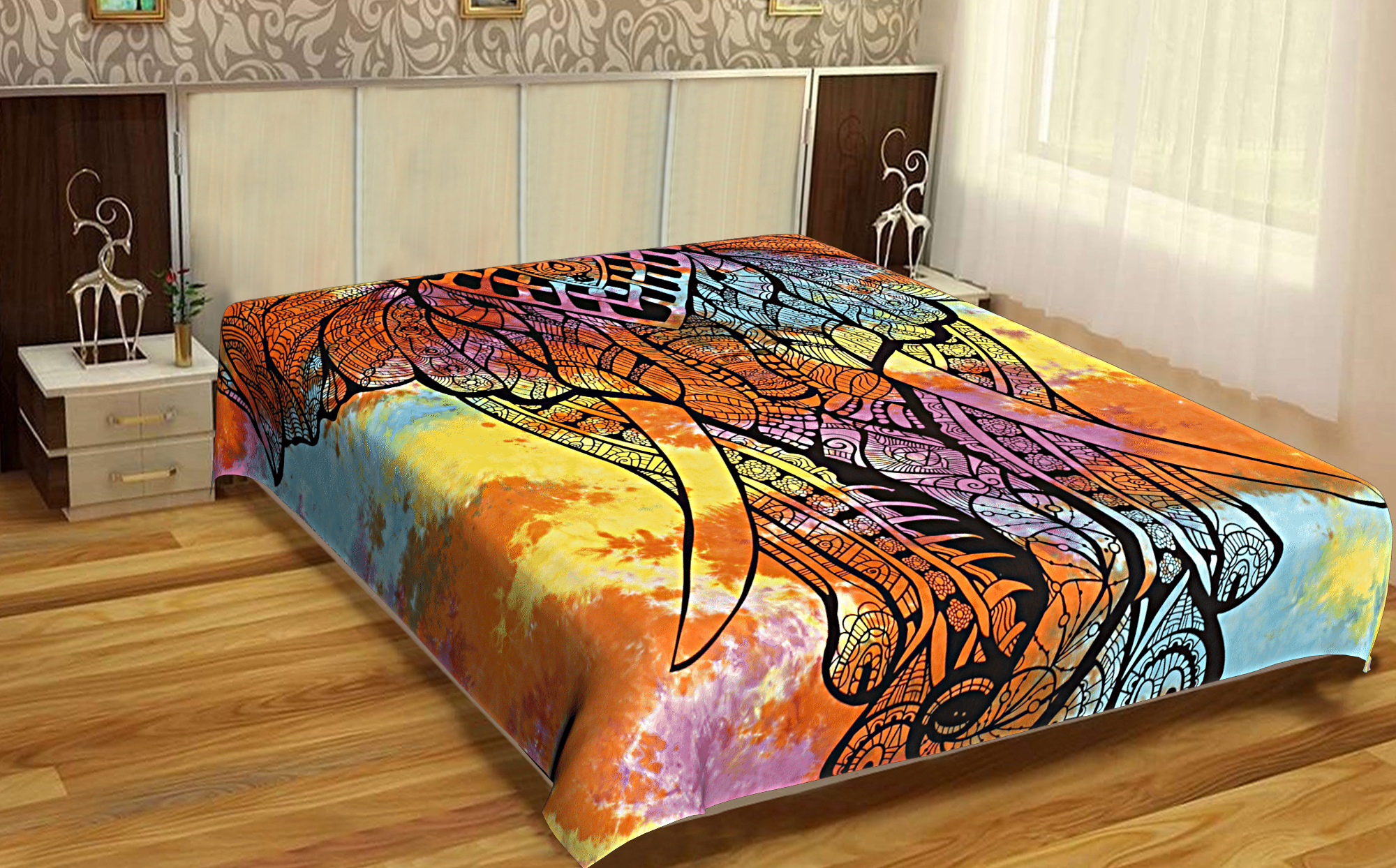 Quick Dry Multi Color Elephant Tapestry Tie Dye Printed Bedding Outlet Bedspread Indian Bed Decor Wall Hangings Tapestry