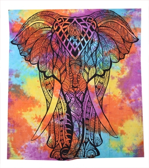 Quick Dry Multi Color Elephant Tapestry Tie Dye Printed Bedding Outlet Bedspread Indian Bed Decor Wall Hangings Tapestry