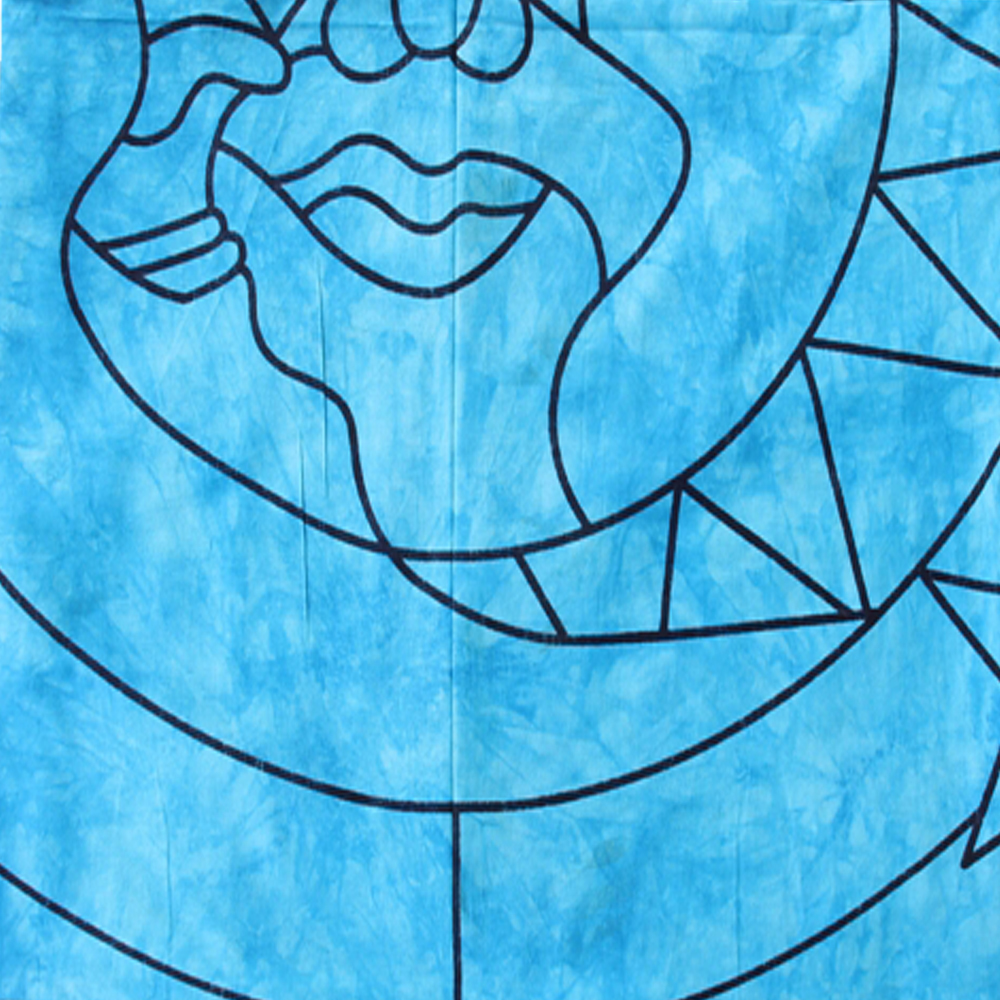 Quick Dry Sun Moon Meditative Blue Color Hand Printed Tie Dye Wholesale 100% Cotton Indian Tapestry