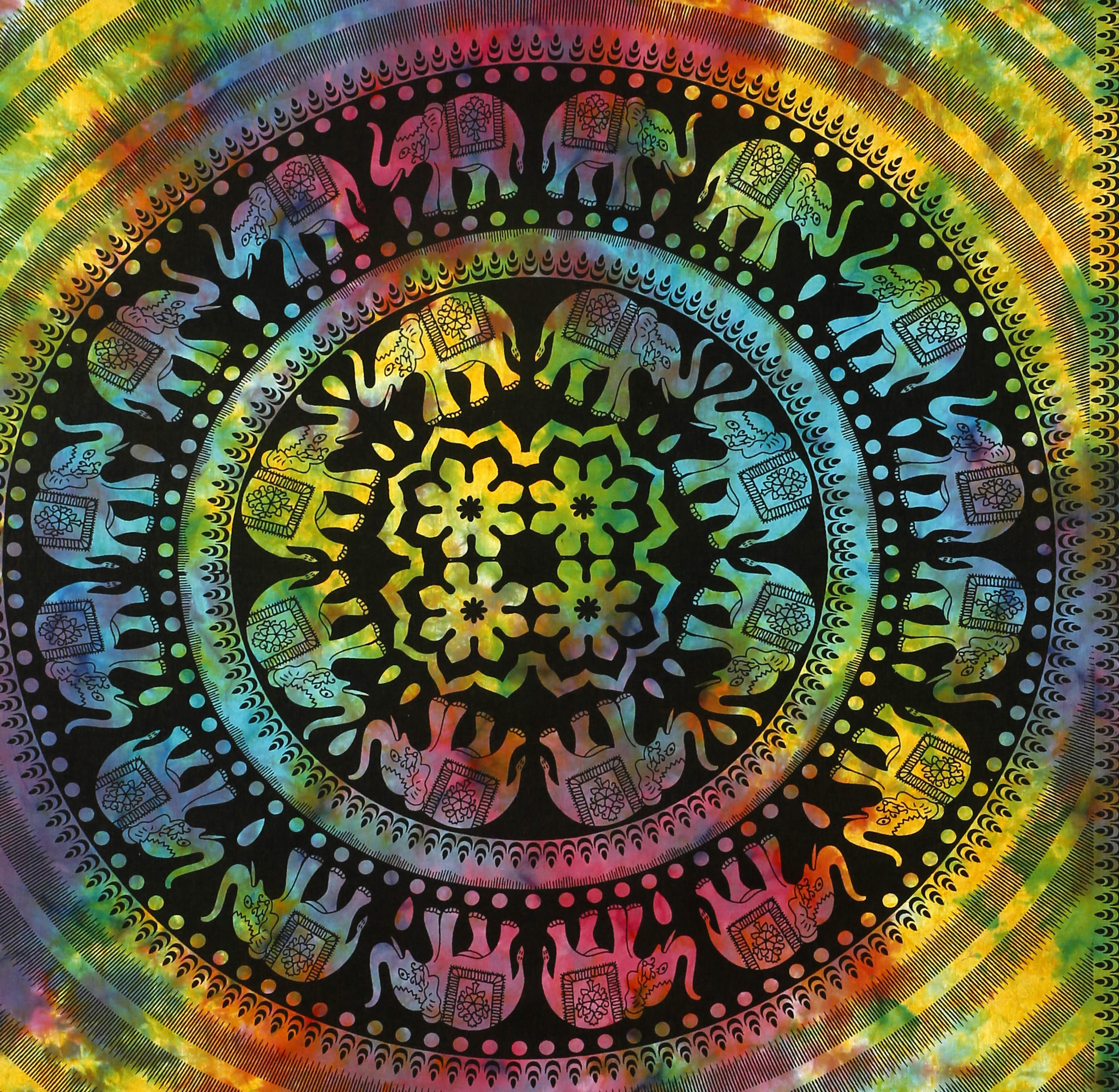 Quick Dry Zodiac Horoscope Psychedelic Celestial Multi Color Astro Tie And Dye Indian Cotton Wall Hangings Bedspread Tapestry