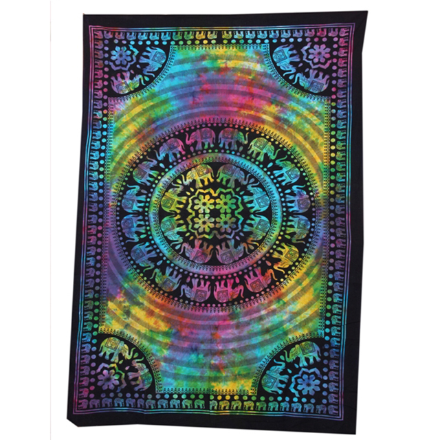Quick Dry Zodiac Horoscope Psychedelic Celestial Multi Color Astro Tie And Dye Indian Cotton Wall Hangings Bedspread Tapestry