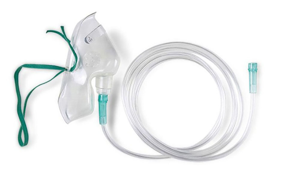 Oxygen Mask - Medical Grade Pvc, Transparent Oval Design , Waterproof And Disposable With Adjustable Strap And 210cm Multichannel Tube
