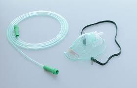 Oxygen Mask - Medical Grade Pvc, Transparent Oval Design , Waterproof And Disposable With Adjustable Strap And 210cm Multichannel Tube