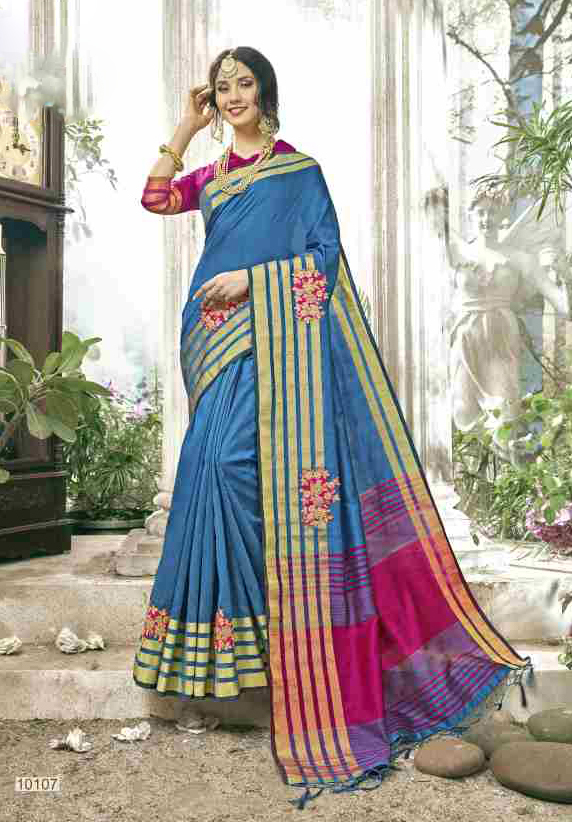 Embroidered Cotton Silk Traditional Saree