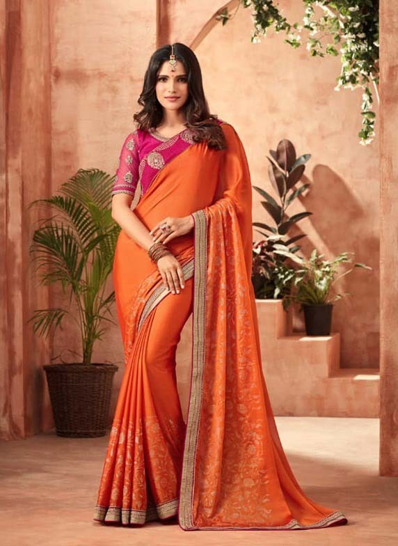 Trendy Georgette Saree - Fabric: Georgette, Monarch Silk, Korian Silk, Chiffon | Features: Embroidered, Casual, Wedding, Party Wear, Designer, Printed