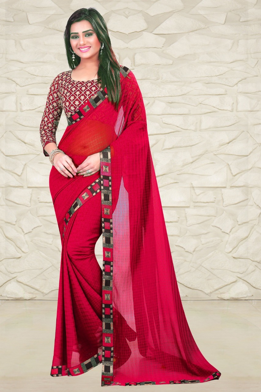 Stylish Chiffon Saree - Soft Chiffon | Unstitched, Customized Up To 42 Inches, Vibrant Designer Blouse Included