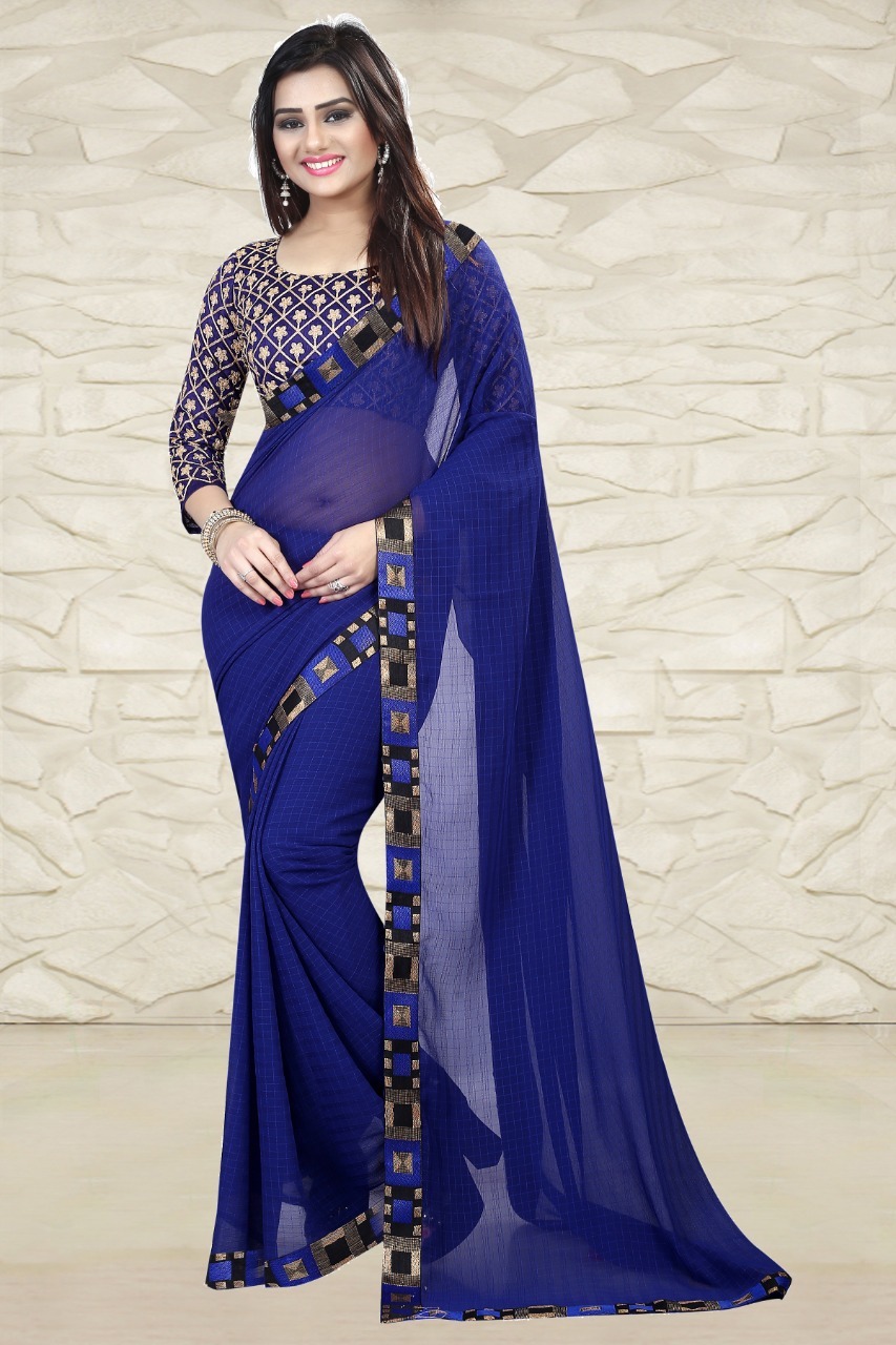 Stylish Chiffon Saree - Soft Chiffon | Unstitched, Customized Up To 42 Inches, Vibrant Designer Blouse Included