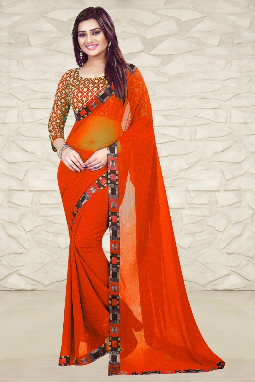Stylish Chiffon Saree - Soft Chiffon | Unstitched, Customized Up To 42 Inches, Vibrant Designer Blouse Included