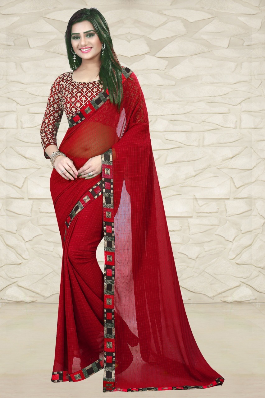 Stylish Chiffon Saree - Soft Chiffon | Unstitched, Customized Up To 42 Inches, Vibrant Designer Blouse Included
