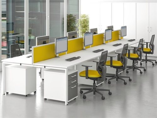 Office Furniture Set - Metal and Wood, Various Dimensions, White Finish | Comfort-Optimized Design with Cable Management