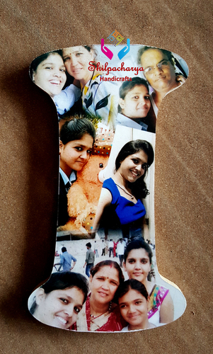 I Alphabet लकड़ी का निजीकृत फोटो फ्रेम