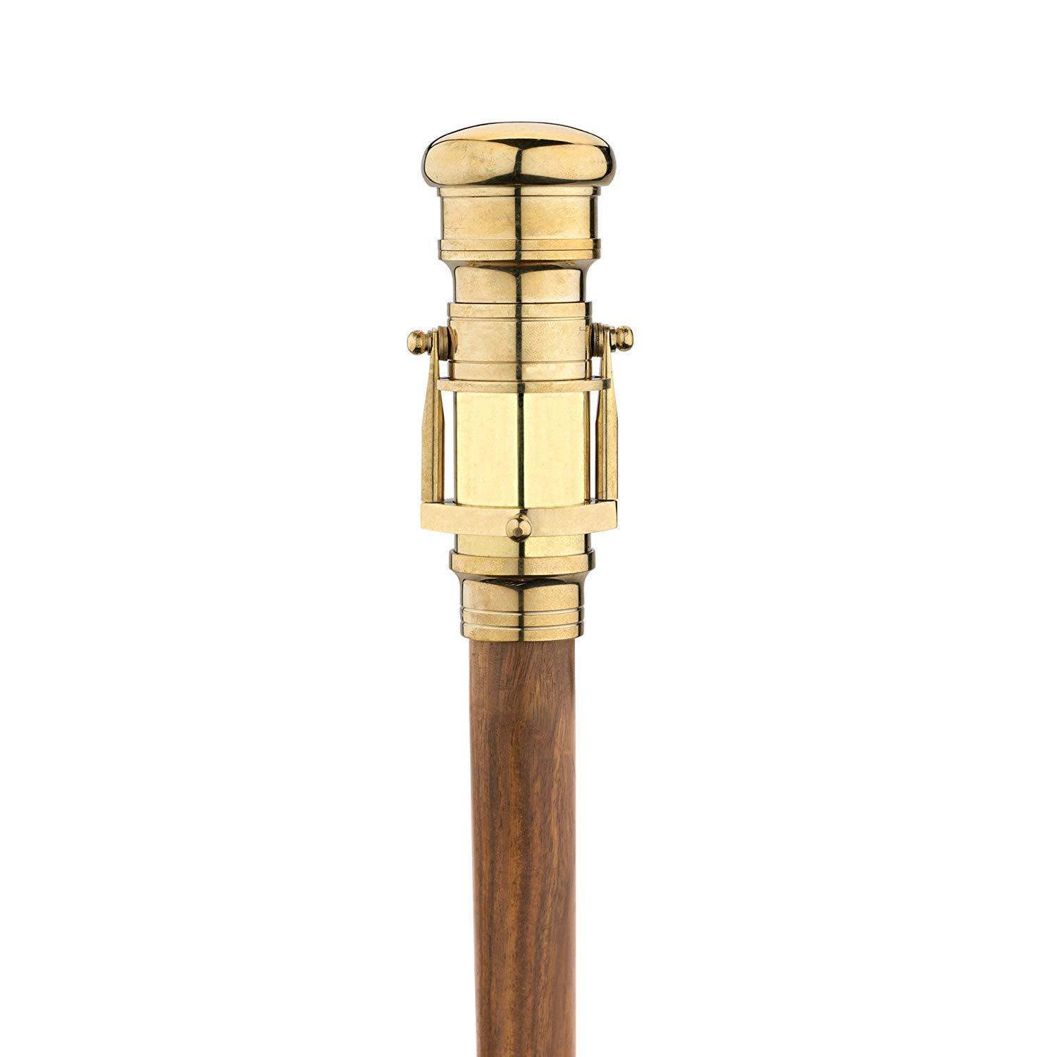 Walking Stick Cane With Brass Hidden Telescope Handle