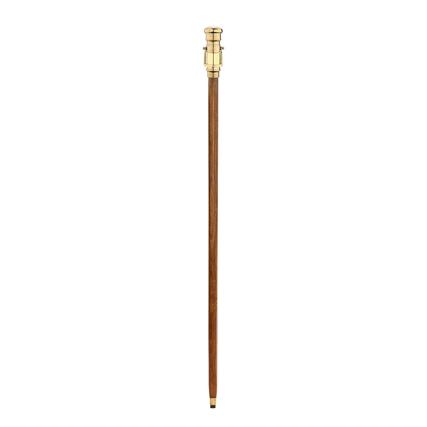 Walking Stick Cane With Brass Hidden Telescope Handle