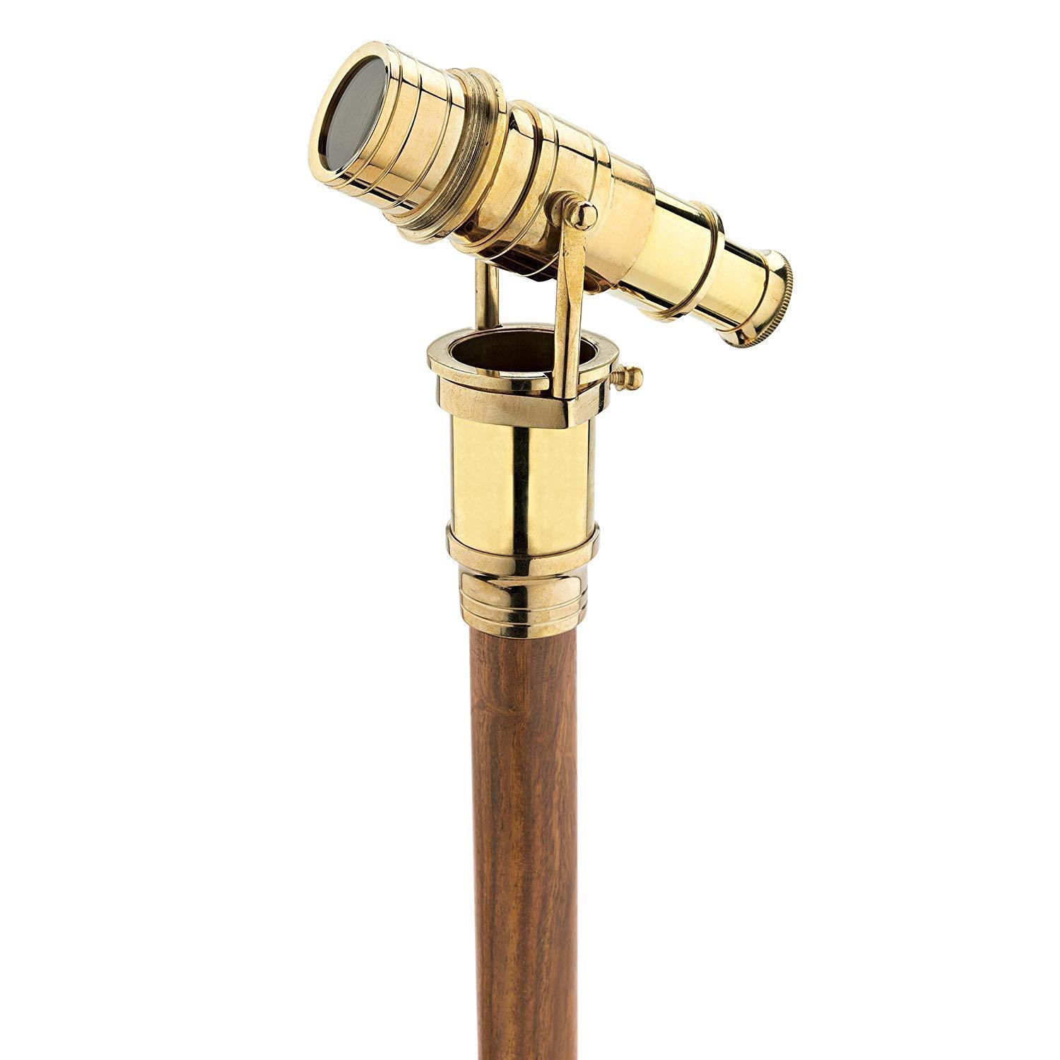 Walking Stick Cane With Brass Hidden Telescope Handle