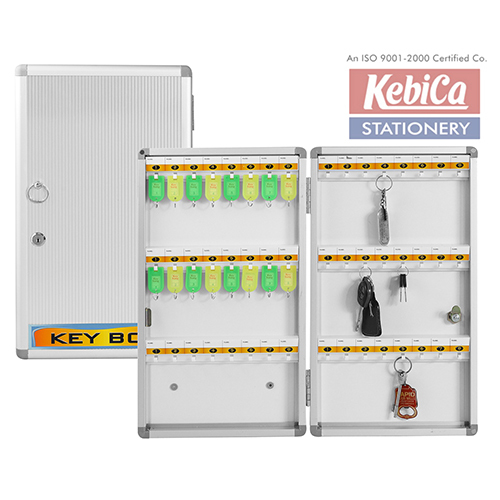 Steel Kebica 48 Key Metal Cabinet Security Box With Lock, Silver, Wall Mount