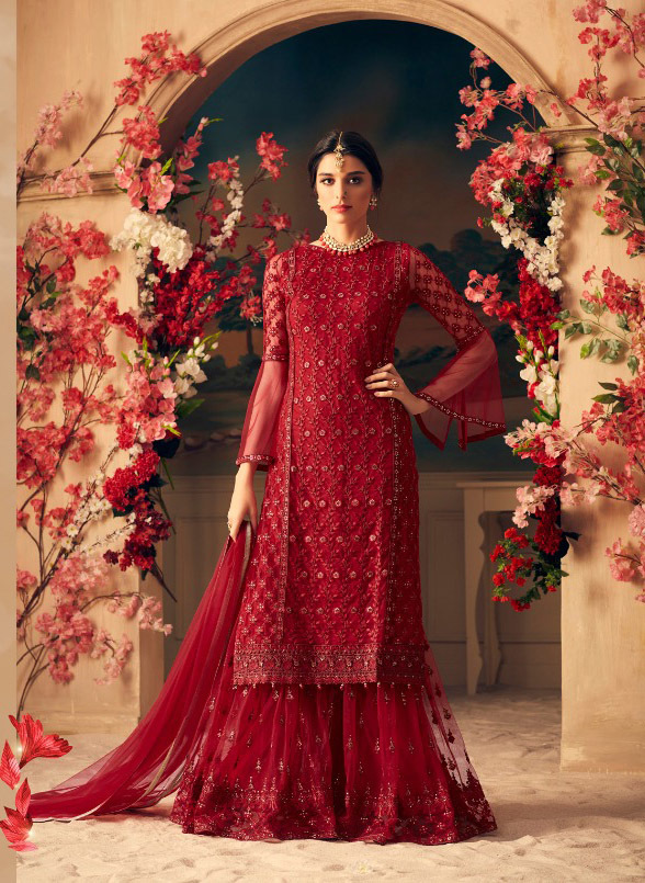Designer Partywear Sharara Suit Size: Customized