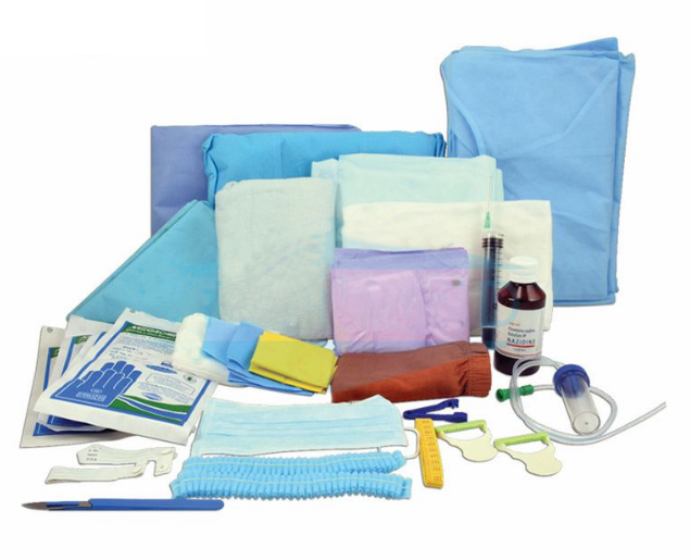 Disposable Delivery Kit - 40 Gsm Surgeon Gown, Non Woven Shoe Cover, Latex Surgical Gloves, Face Mask, Feeding Tube, Sterile Surgical Blade, Under Pad, Perineal Drape Sheet, Includes Mops And Cord Clamps
