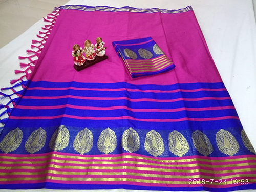 Fancy Silk Saree - Art Silk Fabric, Length: 5.5 Mtr, Blouse Length: 0.8 Mtr | Color Options: Green, Blue, Red, Pink, Pattern: Plain