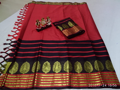 Fancy Silk Saree - Art Silk Fabric, Length: 5.5 Mtr, Blouse Length: 0.8 Mtr | Color Options: Green, Blue, Red, Pink, Pattern: Plain