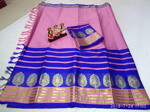 Fancy Silk Saree - Art Silk Fabric, Length: 5.5 Mtr, Blouse Length: 0.8 Mtr | Color Options: Green, Blue, Red, Pink, Pattern: Plain