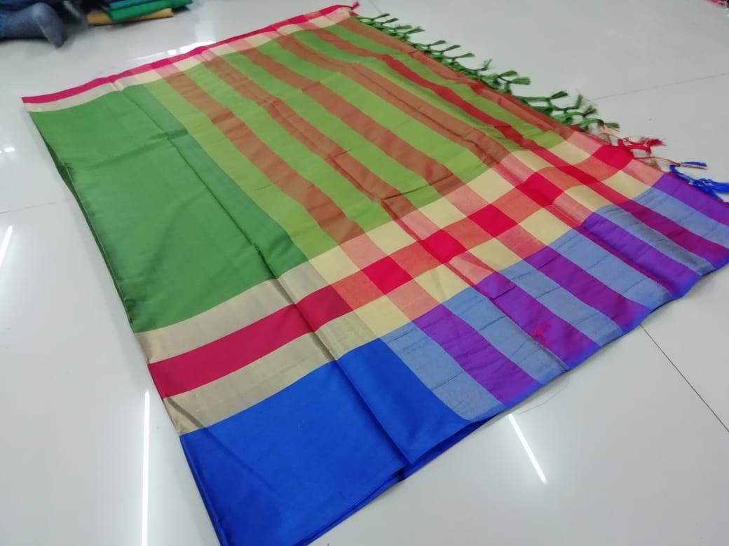 Cotton Fancy Saree - Cotton Silk, 5.5 Mtr Length, 0.8 Mtr Blouse | Color Options: Green, Blue, Red, Plain Pattern, Elegant Design