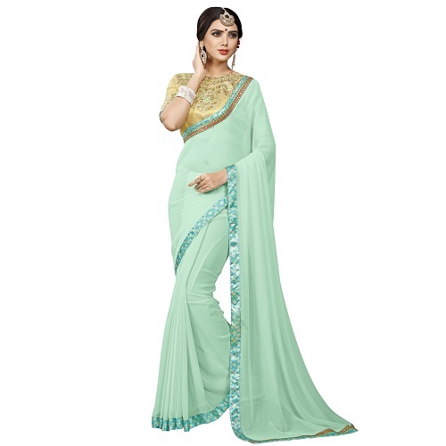 Blue Cotton Designer Saree