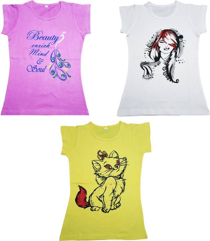 Girls Half Sleeves T-shirt - 100% Cotton Daily Wear Sports Wear Party Wear Multiple Colors Available