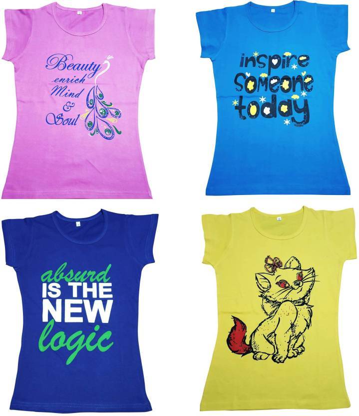 Girls Half Sleeves T-shirt - 100% Cotton Daily Wear Sports Wear Party Wear Multiple Colors Available