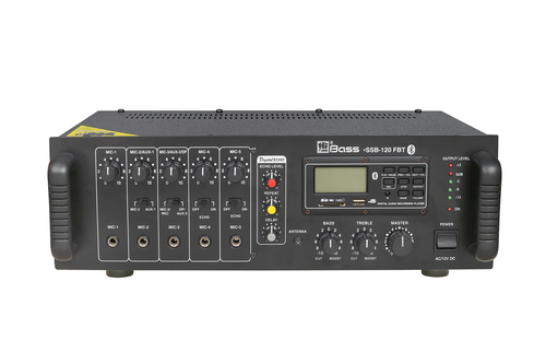 इको और ब्लूटूथ के साथ ब्लैक 125 वॉट पा एम्पलीफायर