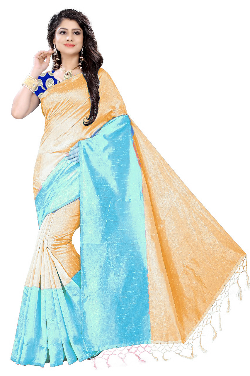 Cotton Silk Saree - 5.5 Mtr Length, 0.8 Mtr Blouse | Printed Design In Rich Green, Red, Pink, And Orange Colors