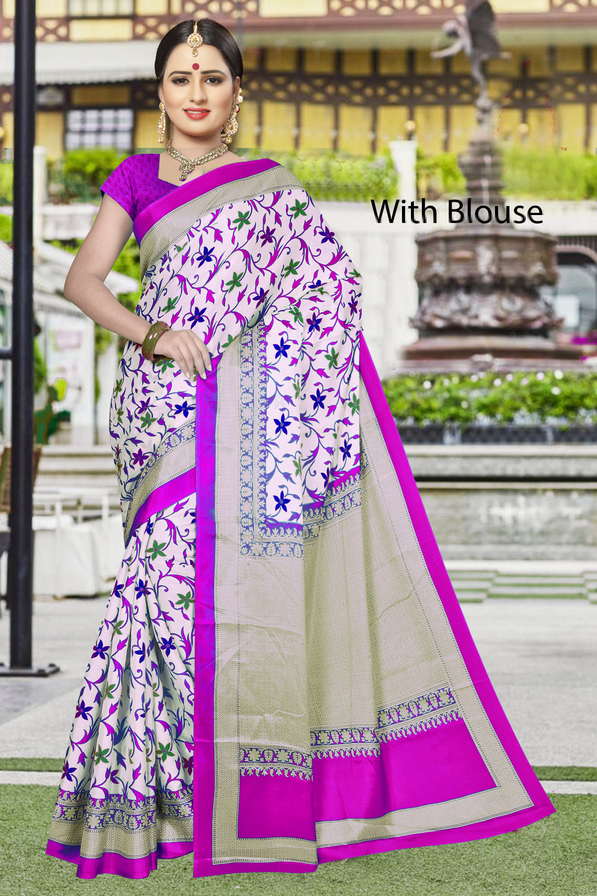 Cotton Designer Saree - Cotton Silk Material, Length 5.5 Mtr, Blouse Length 0.8 Mtr | Vibrant Printed Patterns In Yellow, Red, Green, Pink, Blue, Purple