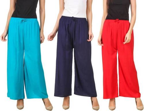 Rayon Palazzo - Rayon Fabric, Waist Size 30-34 Inches | Multiple Colors Available, Customized Size Options