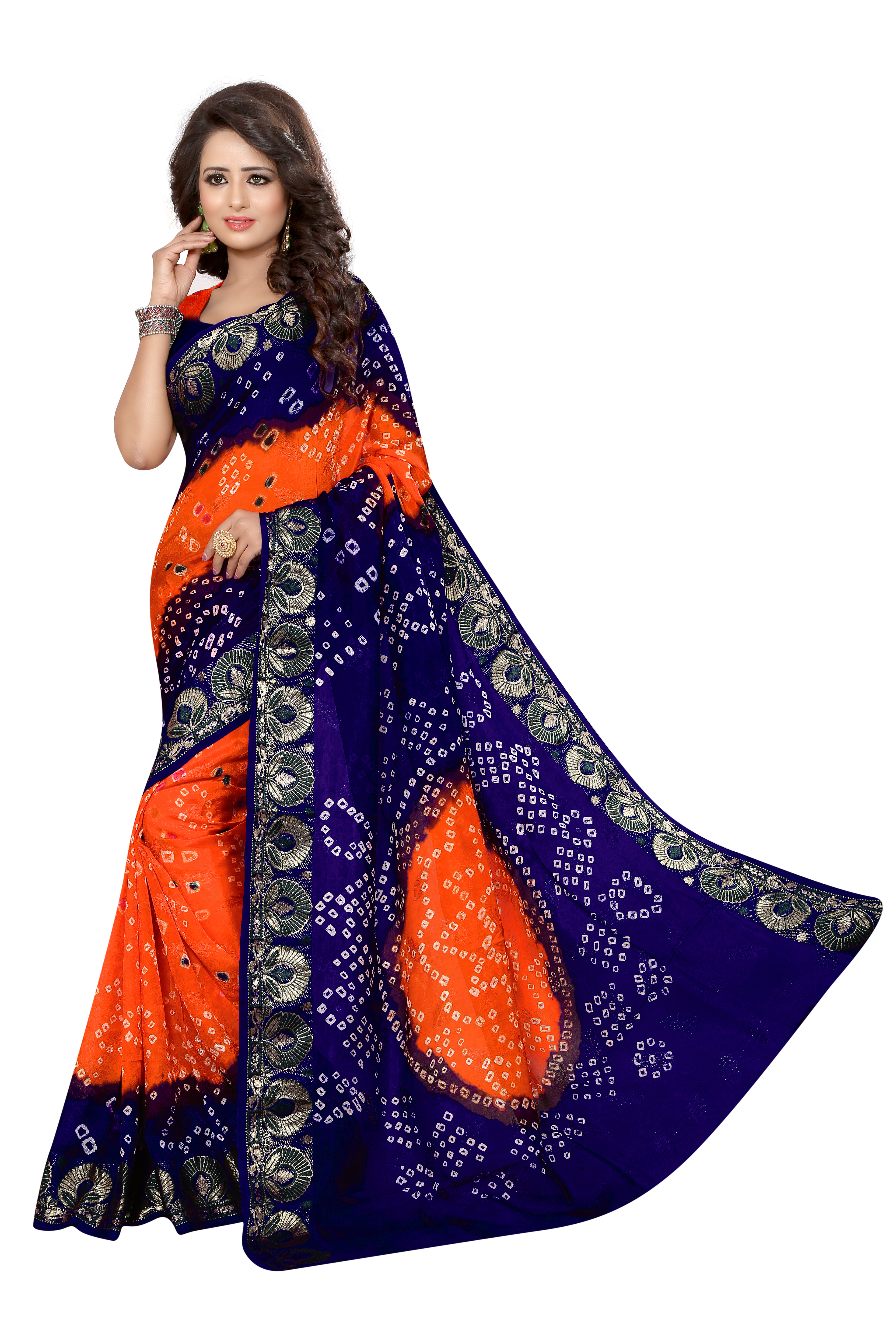 Blue Bandhani Printed Saree